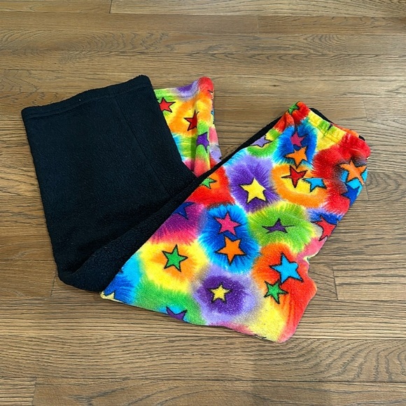 Made with Love and Kisses Girl’s Rainbow and Black Fuzzy Pants - Size 12-14 - Picture 1 of 4
